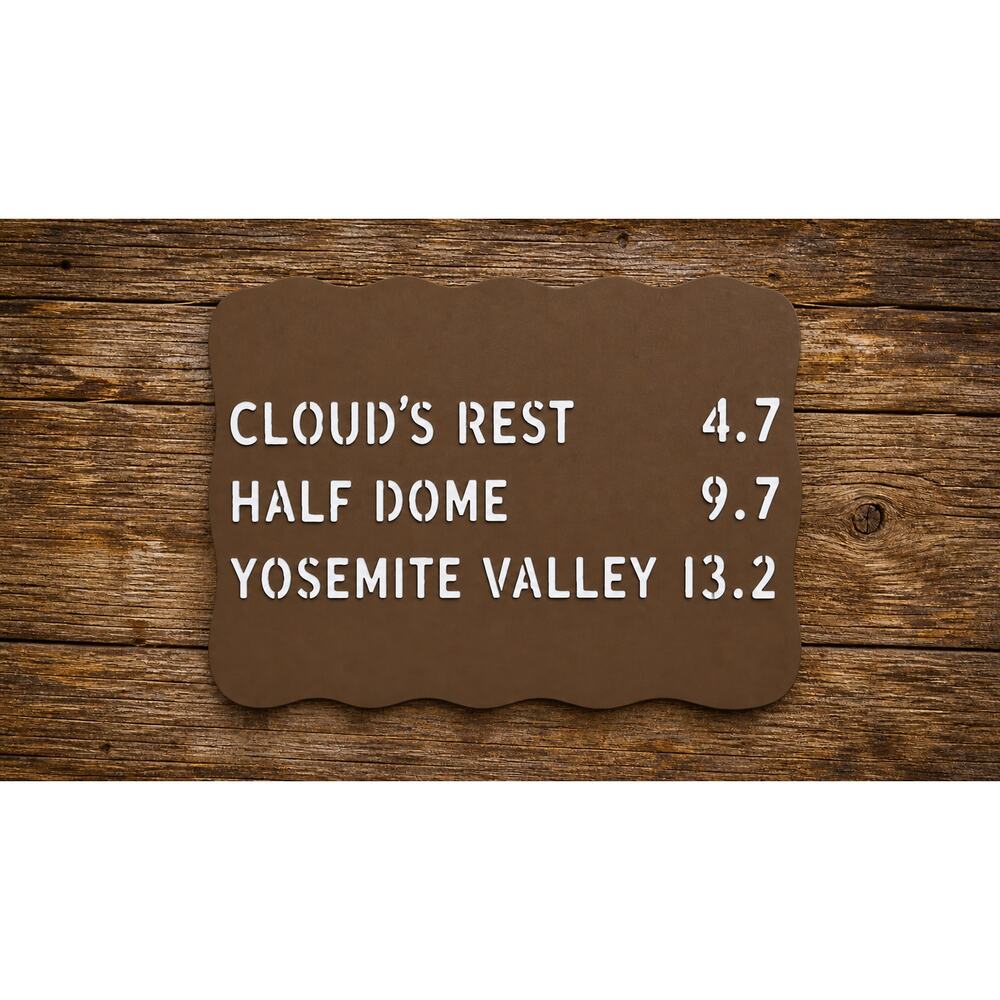 Yosemite National Park Trail Distance Sign Clouds Rest Half Dome Valley Cali